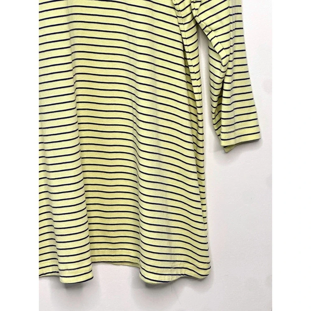 J.Jill V-Neck Tee Women XL Yellow Striped 3/4 Sleeve Casual Knit Top - Picture 4 of 7